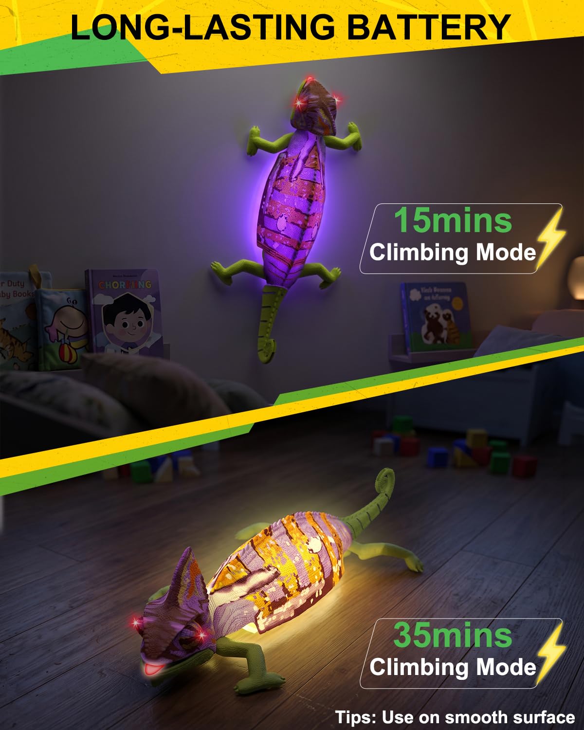 RC Wall Climbing Gecko, Remote Control Lizard Toys with Glowing LED Body