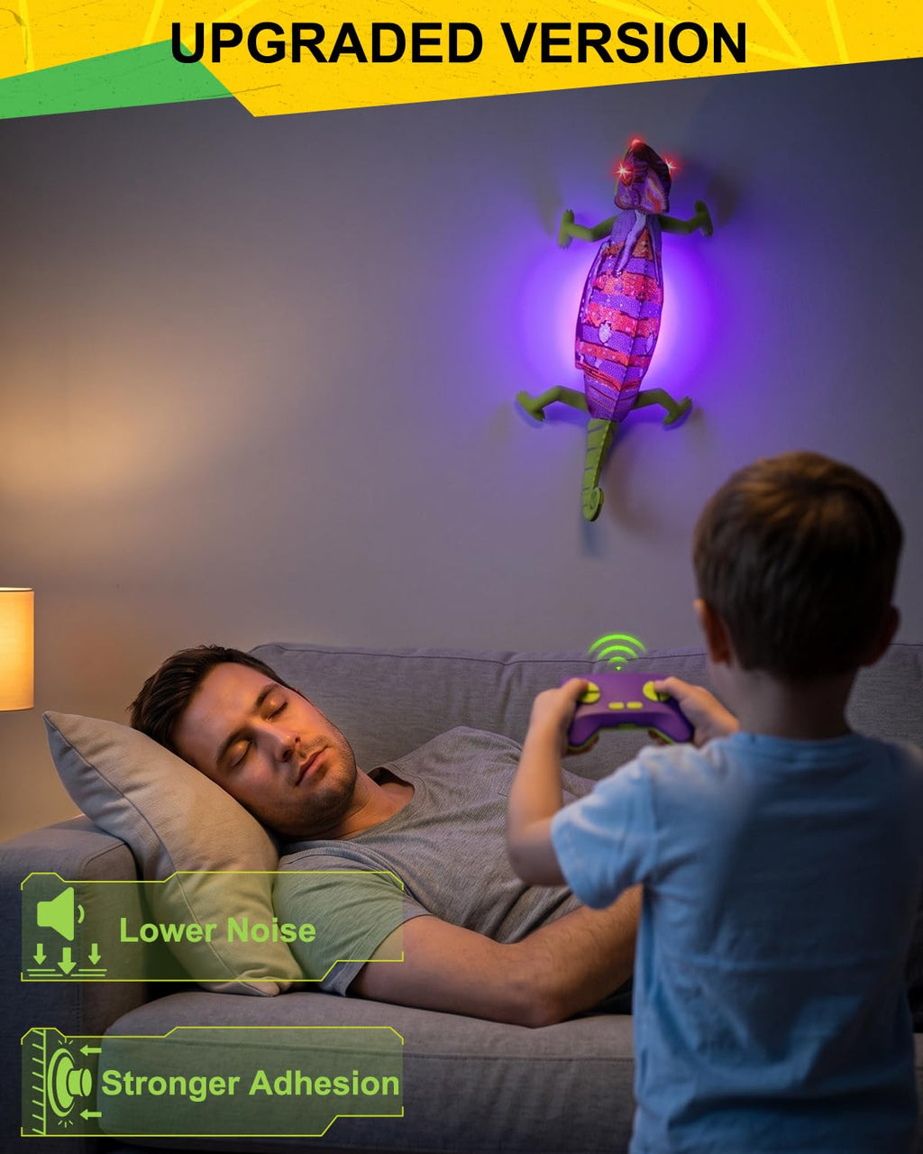 RC Wall Climbing Gecko, Remote Control Lizard Toys with Glowing LED Body