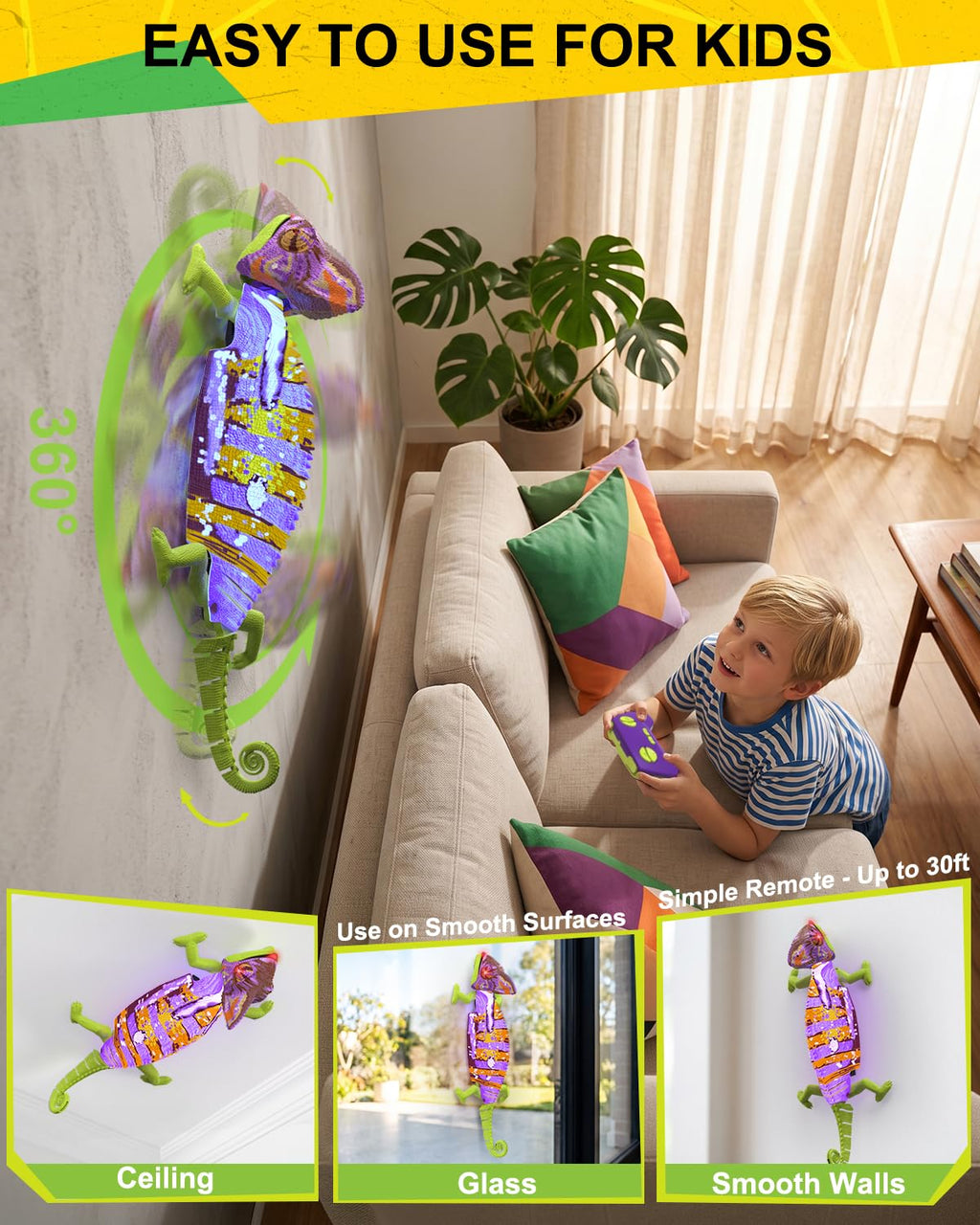 RC Wall Climbing Gecko, Remote Control Lizard Toys with Glowing LED Body